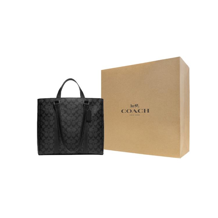 New COACH Hudson Leather Tote One Shoulder Handbag Large Size Women's Black CB849-QBMI5