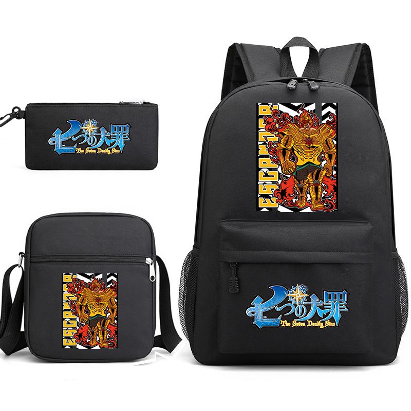 Anime The Seven Deadly Sins School Backpack Set with Shoulder Bag Pencil Case for Kids Teens Daily Bookbag