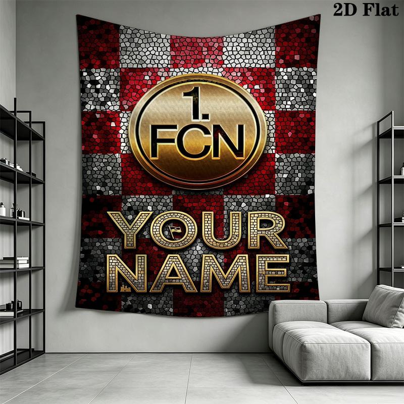 Name Custom 1.FC Nürnberg Logo Wall Tapestry Aesthetic Wall Hanging Printed Fabric Blanket Decorative Tapestries for Bedroom Living Room Home Decor