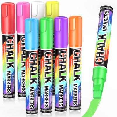 AKARUED 10mm Wide Blackboard Erasable with for Smooth Surfaces Like Store and Bold Liquid Chalk for Kids and Adults Markers, Dustless, Water-Based,