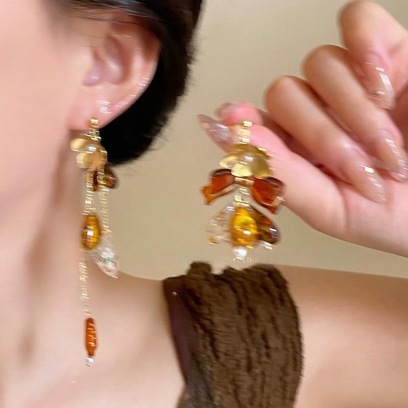 

Different! Maillard Retro Flower Fringed Stud Earrings Women S Heavy Industry Design Earrings Unique Niche Earrings