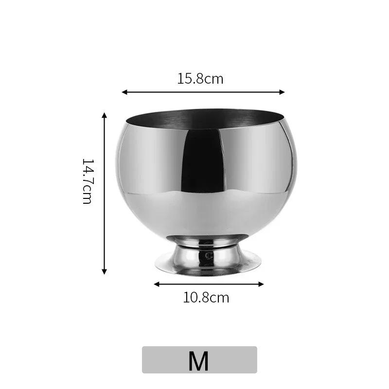 Round Thick Stainless Steel Ice Bucket Home KTV Bar Wine Beer Cooler Bucket With Base Restaurant Party Ice Maker Beer Bucket