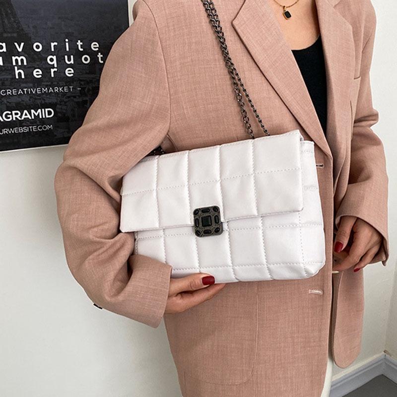 IELGY Vintage Lock Rhombus Chain Bag Women's One Shoulder Messenger Bag