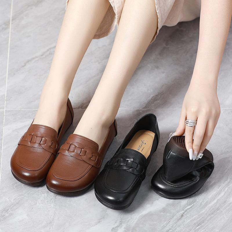 Fashion GKTINOO 100% Genuine Leather Shoes Woman Flat Shoes 2024 Large Size Autumn Shoes Comfortable Soft Sole Non-slip Flats Shoes