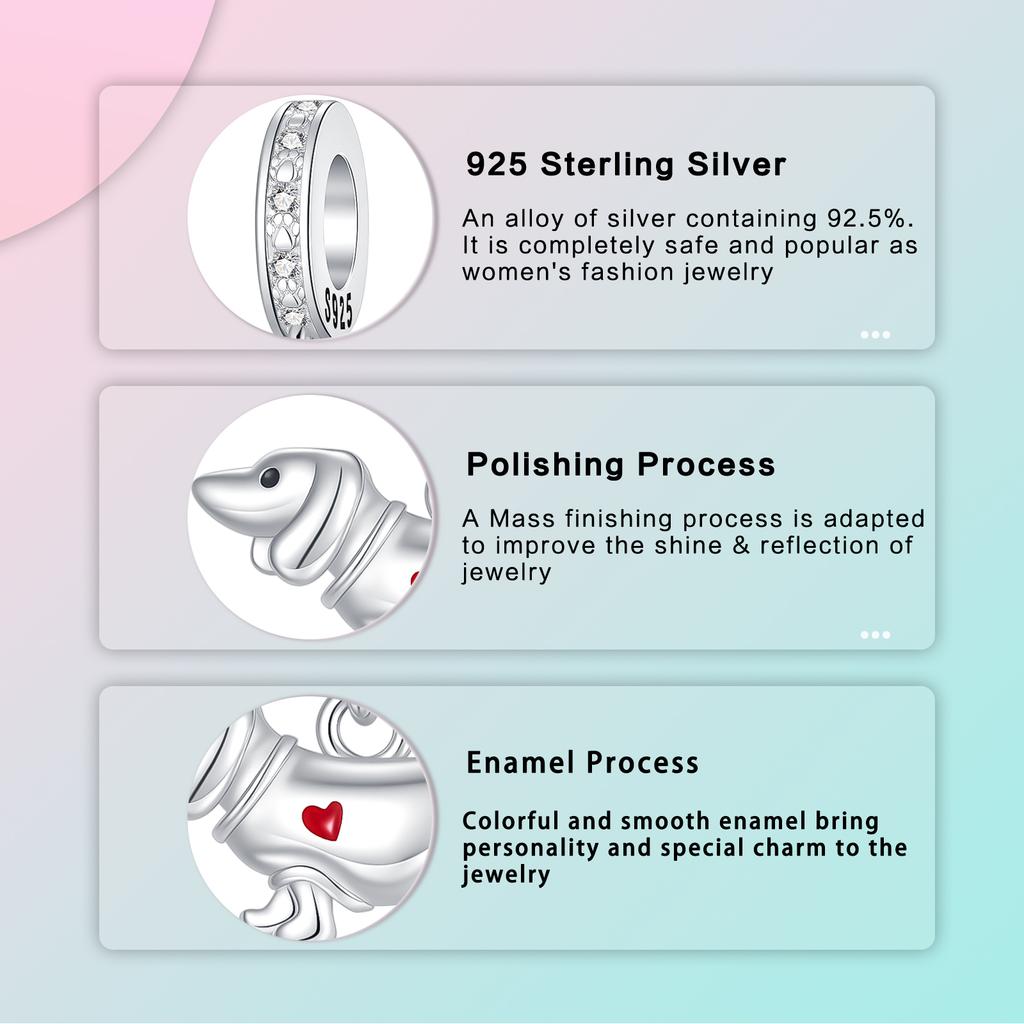 copper Dachshund Puppy Sausage Dog Pendant Charm Compatible With Authentic Charm Bracelets Women Do It Yourself Jewellery Gift