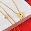 Arc de Triomphe Letter Choker: Brass Gold-Plated Small Square Tag Necklace with Initial Pendant