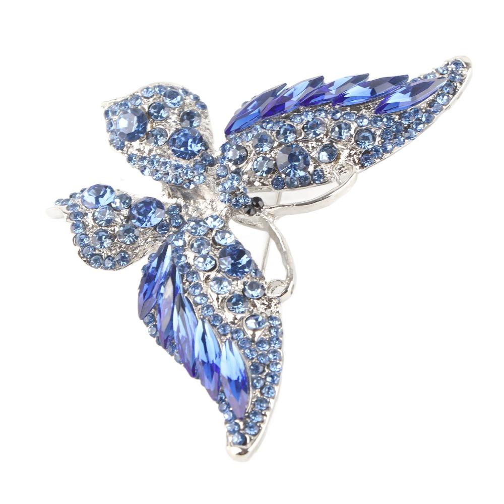 2pcs Exquisite Design Crystal Rhinestone Brooch Butterfly Corsages Brooch For Women
