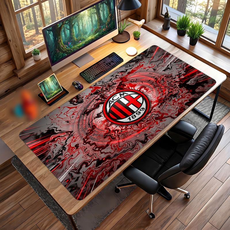 Tappetino per Mouse Grande Stampato AC Milan, Tappetino Morbido in Gomma Antiscivolo per Scrivania da Gioco per Ufficio Laptop Computer Decorazione