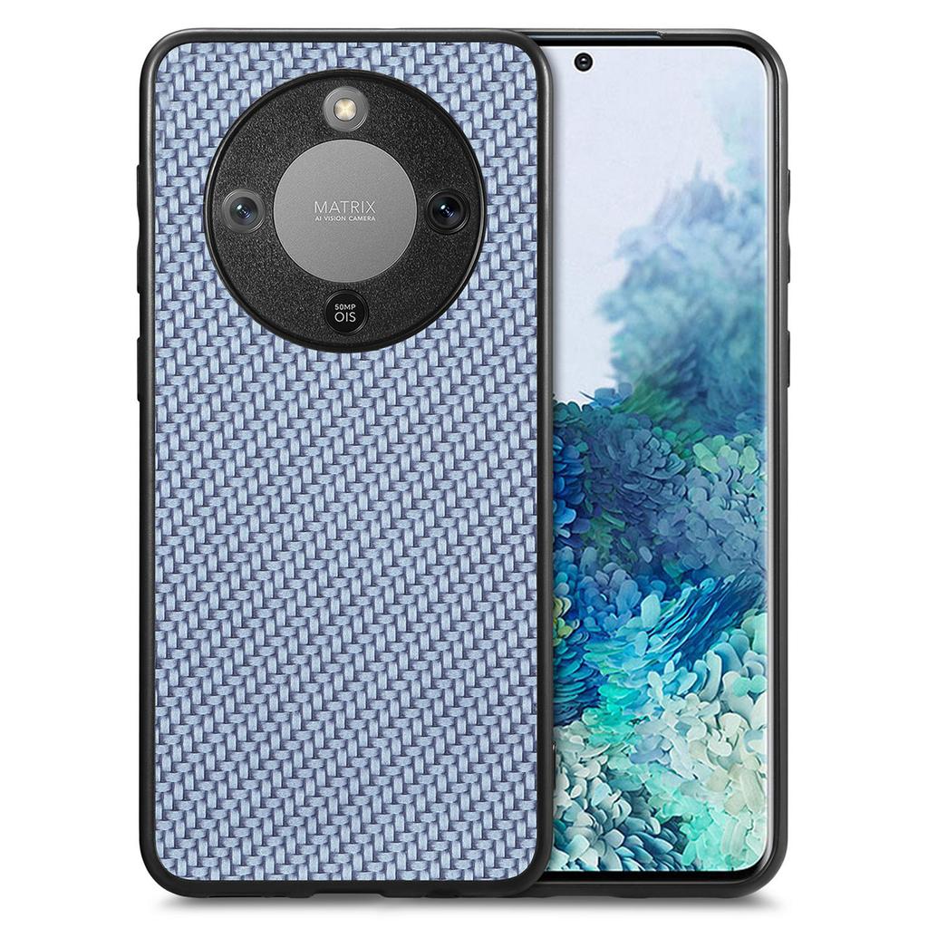 Phone Case For Honor Magic8 Lite 5G / X9d 5G / X70 5G Carbon Fiber Texture PU Leather + PC + TPU Cover