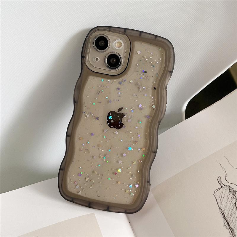 Pro iPhone 15 14 13 12 11 Pro Max XR XS SE 7 8 Plus Pouzdro Roztomilý průhledný hybridní třpytivý kudrnatý kryt nárazníku Soft Fundas