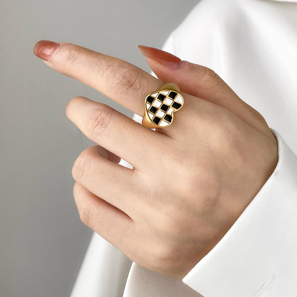 Fashion Vintage Bohemia Pink Enamel Love Heart Ring Stainless Steel Cute Finger Rings For Women Girl's Rock Jewelry Gift For Gir