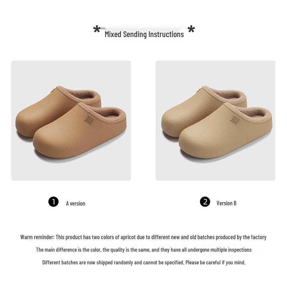 Unisex Waterproof Non-Slip Plush Indoor Cotton Slippers - Warm Full Coverage for Autumn/Winter.