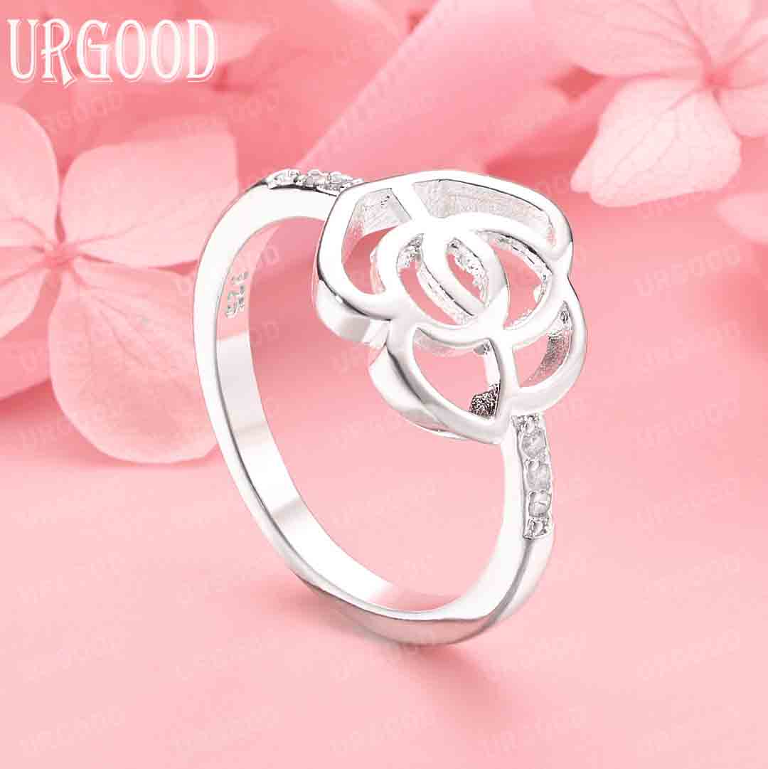 

925 Sterling Silver Fashion Jewelry AAA Zircon Wedding Ring 7#