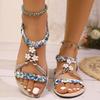 Fashion Summer Braided Band Flat Sandals for Women Fashion Flower Decor Beach Shoes Woman Lightweight Soft Sole Casual Sandalias Mujer
