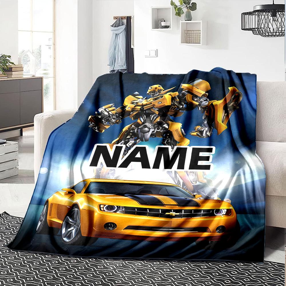 Customizable Bumblebee1 Throw Blanket – Personalized Name, All-Season Cozy Snug Blanket, Machine Washable, Personalized Blanket