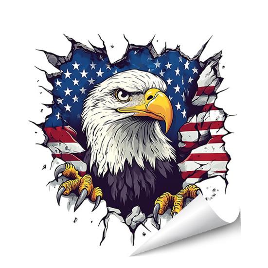 

American Bald Eagle Wall Decal Patriotic Eagle Crack Truck Decal Removable Waterproof Bumper Sticker for Cars Vehicles Trucks Laptops Windows Walls A