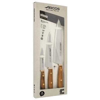 Kitchen Knife Set - ARCOS - Nordika - Stainless Steel Blade - Ovengkol Wood Handle - 3 Pieces