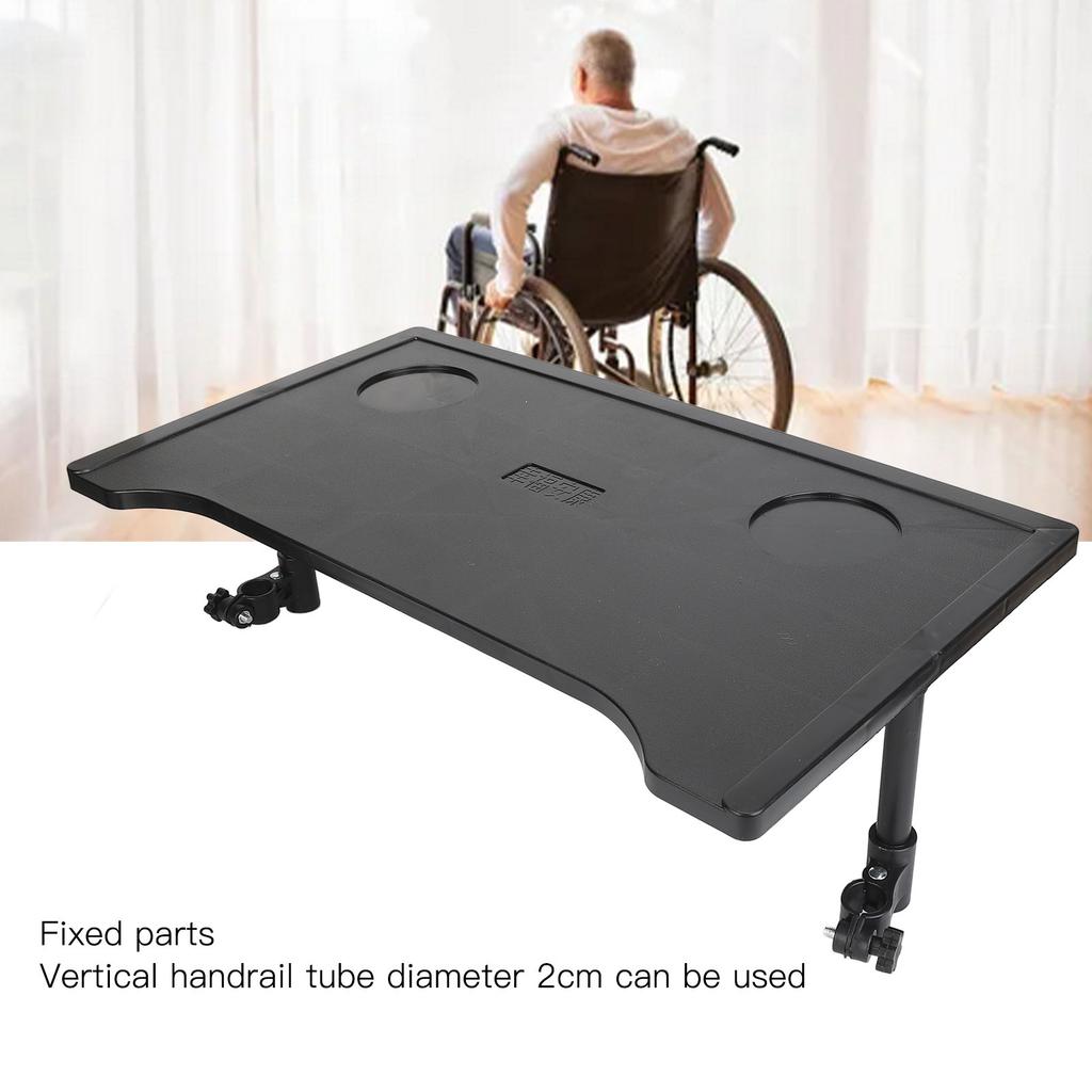 Wheelchair Tray Table with Cup Holders for Eating Reading Resting Detachable Universal Fit Wheelchair Desk Lap Board