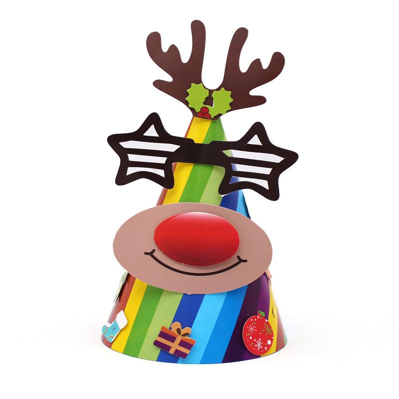 Joyful Cartoon Christmas Party Hats For Kids With Delightful Snowman And Print Reindeer