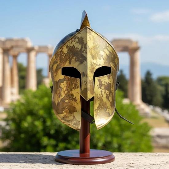 Handmade Spartan Corinthian Helmet Antique Brass Finish, Medieval Greek Warrior 300 Movie Helmet for Cosplay