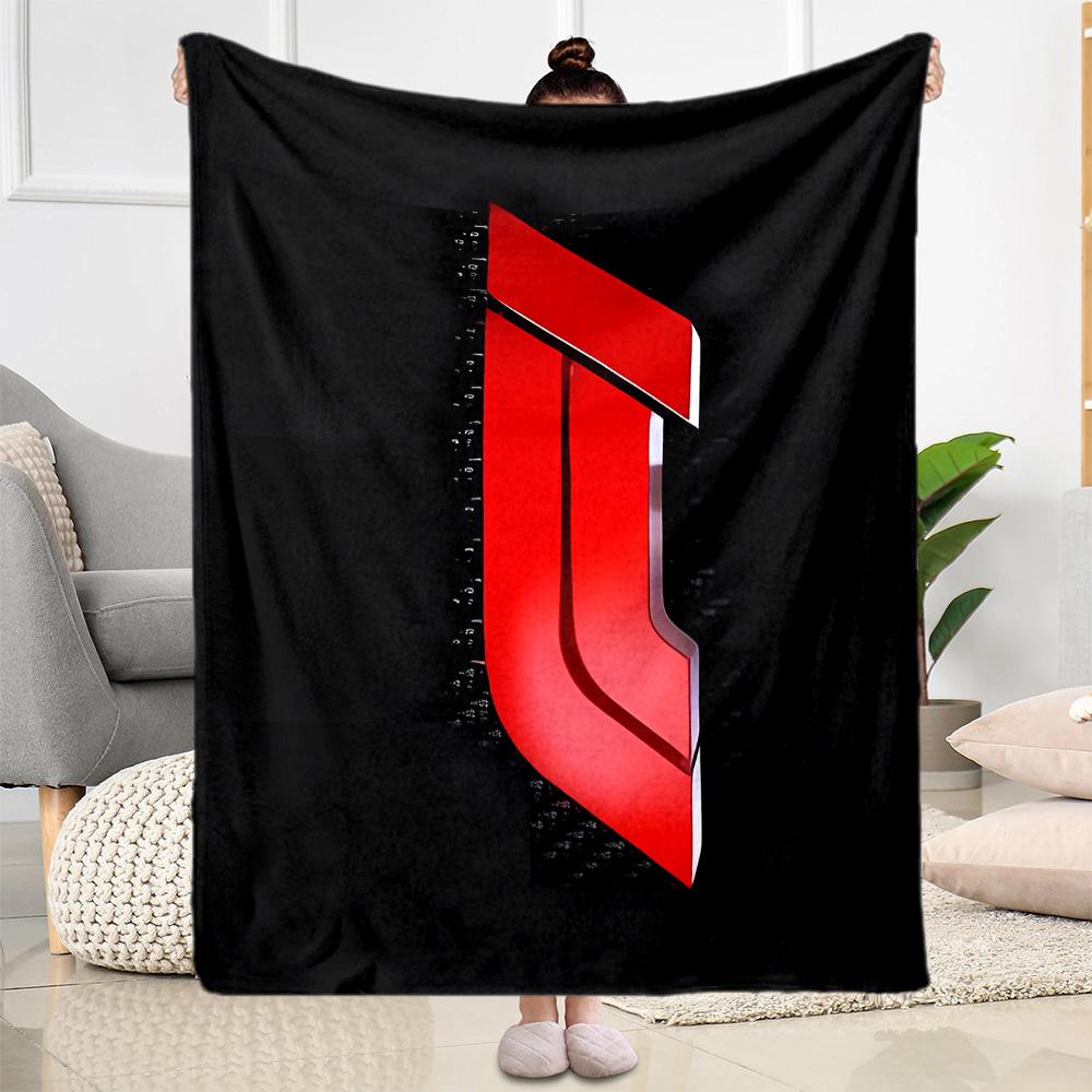 Bold White Logo Design Blanket Soft Warm Cozy Perfect for Sofa Bed Livingroom for All Occasions Stylish Decor Best Holiday Gift for Friends Family