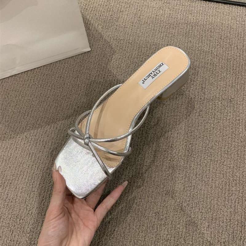 Temperament Sandals Outer Wear Women's Shoes Spring and Summer 2025 New Thick Heel Simple Versatile Square Head with Skirt Sandals