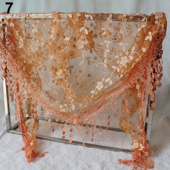 Lady Fashion Hollow Tassel Lace Rose Floral Scarf Triangle Shawl Wrap Gift