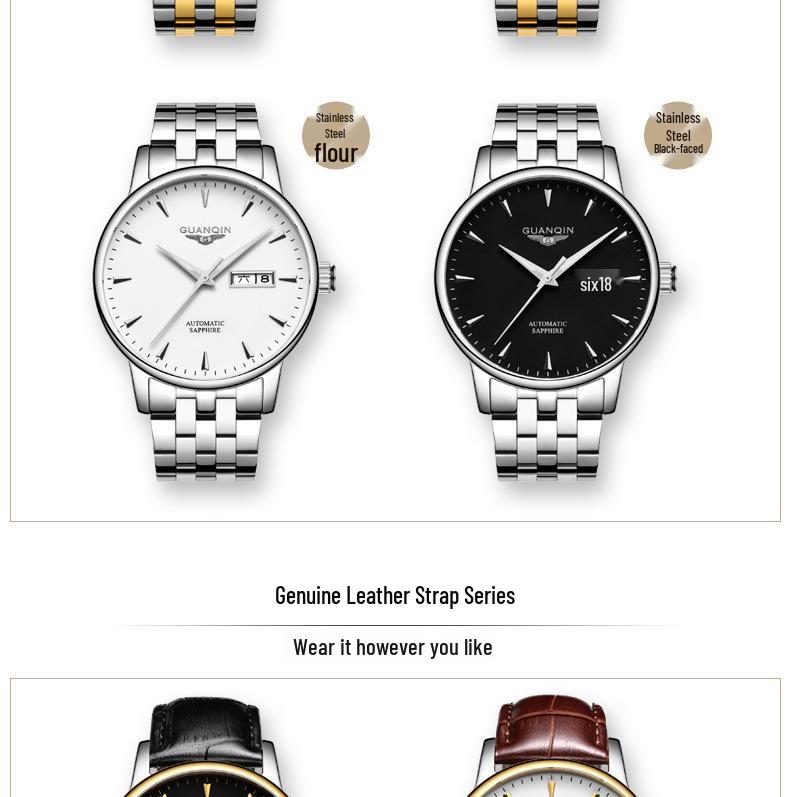 Montre Mécanique Suisse Haut de Gamme pour Homme avec Bracelet en Acier, Double Date, Conception Étanche - Nouveau Style Business Authentique