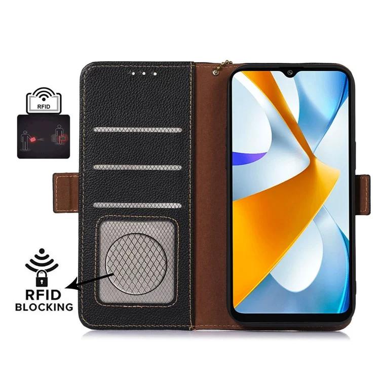 

Для Xiaomi Redmi Note 12 Turbo/Poco F5 5G RFID-блокирующий чехол-кошелек для телефона из натуральной коровьей кожи, противоударный чехол-подставка