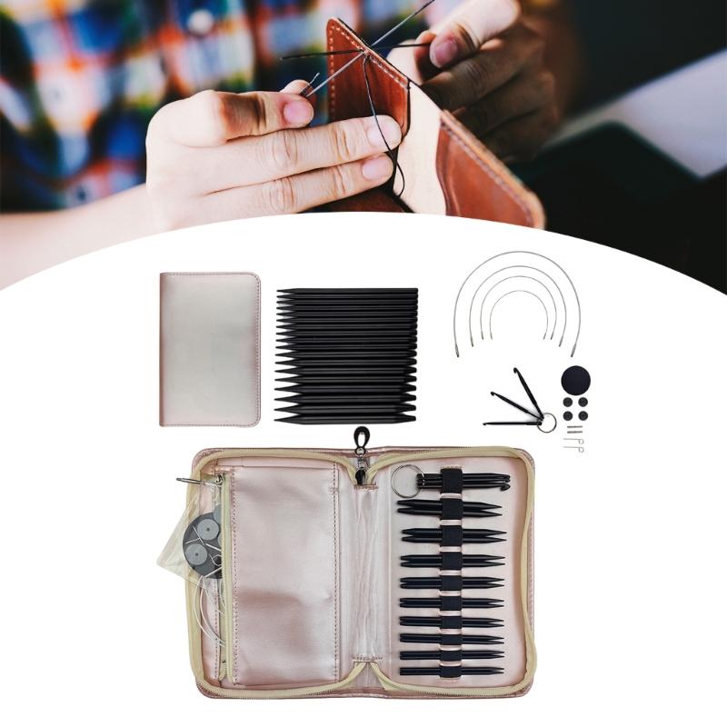 9Pairs of Interchangeable Circular Knitting Needle Set 3.0mm-6.0mm for Knitting Sweater Sock Aluminum Knitting Needle