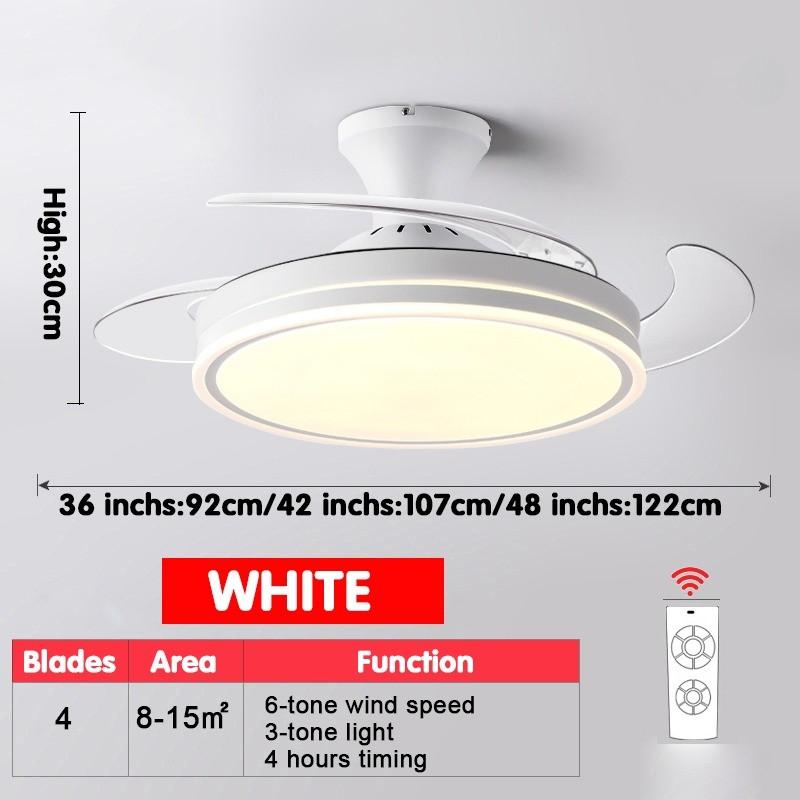 

3 Colors Household Dimming Ceiling Fan Lamp DC Motor 36 42 48 Electric Ceiling Fan Light Indoor LED Lighting Fan 36 inchs белый