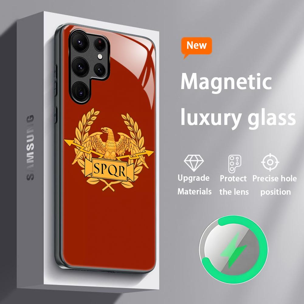 

SPQR LOGO Rome Art Popular Phone Case For Samsung S26 S25 S24 S23 S22 S21 S20 Plus Ultra Glass Magnetic Case Galaxy S20 Ultra