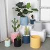 Morandi Colorful Ceramic Cylinder Flower Pots with Saucers for Indoor/Outdoor Plants
