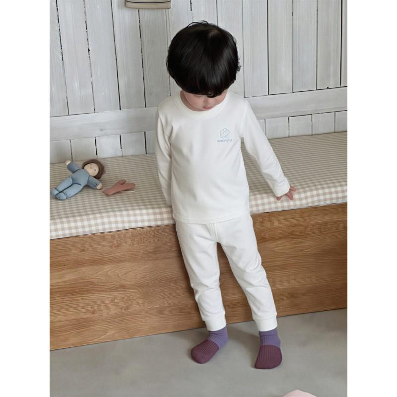 Kids Organic Cotton Pajama Set Long Sleeve Homewear Boys Girls Soft Solid Color