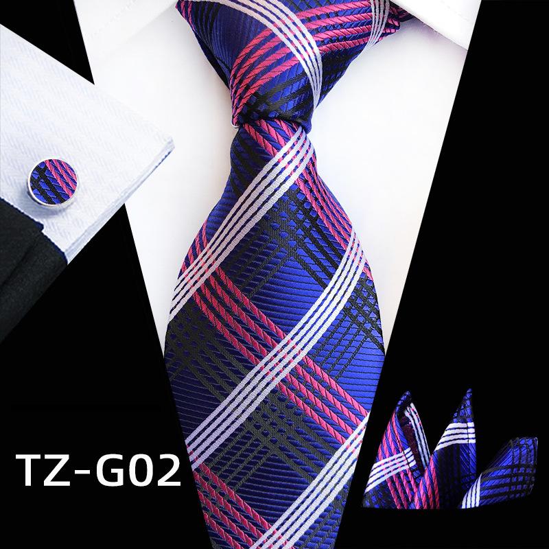 Plaid Formal Wear Men'S Tie Pocket Towel Cuff Three-Piece Set