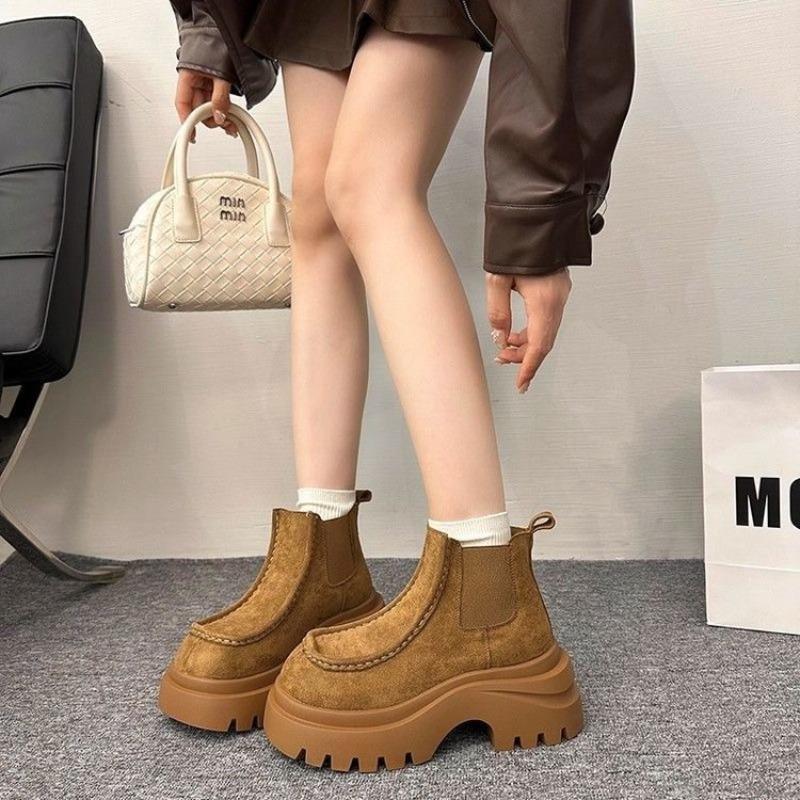 Martin Boots High-value Short Women's Autumn Single Boots New Thick-soled Heightening Travel Short Boots