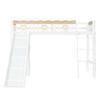 Loft Bed, With Children's Slide, Wardrobe and Storage Cabinet Under the Bed, Four-Sided Fence Pine + MDF + Plywood, White+Natural, 90x200cm