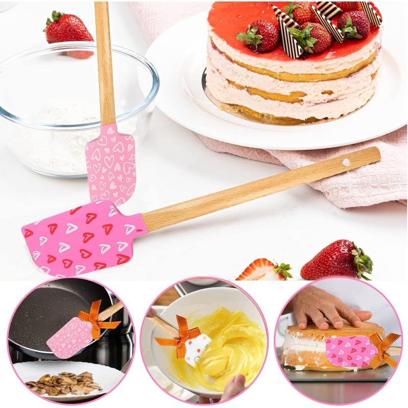Silikon-Spatel-Set mit Holzgriffen, lebensmittelecht, antihaftbeschichtet, für Kochen, Backen, Mischen, Verteilen, hitzebeständige Utensilien