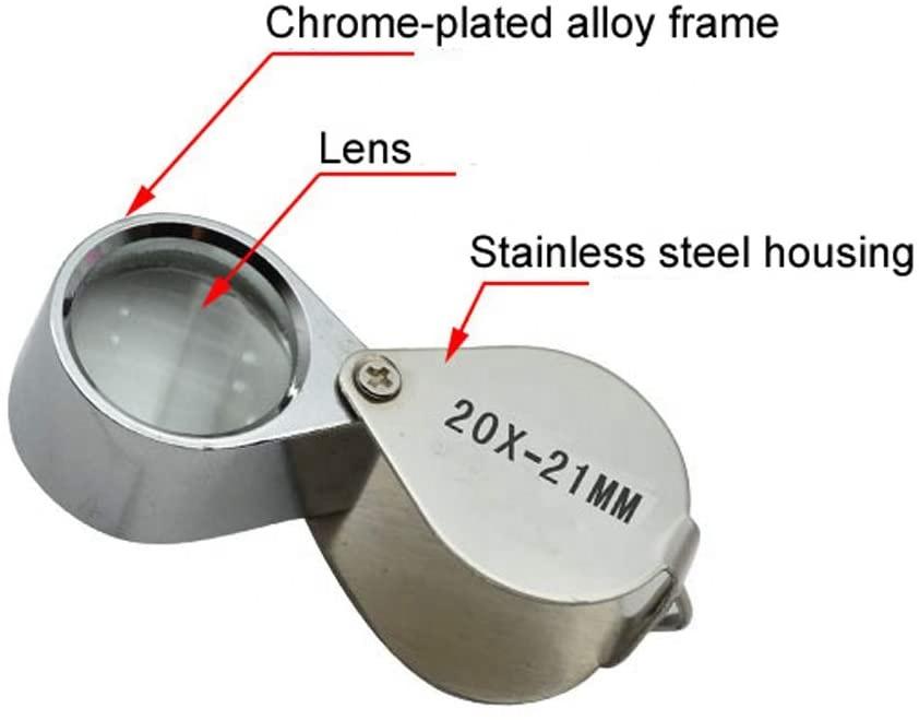 10X / 20X / 30X Jeweler Loupe Glass Loupe Metal Round Body Jewelers Eye Loupe Magnifier Magnifying 21mm