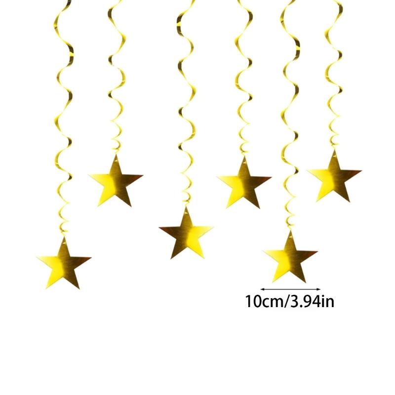 Sparkling Gold Star Party Hanging Pendant Christmas Spirals Ornament for Wedding Birthdays and Holiday Celebration