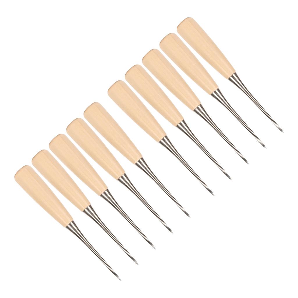 Wooden Handle Awl Punch Stainless Steel Awl Leather Scratch Awl for DIY Sewing Leather Punch Book