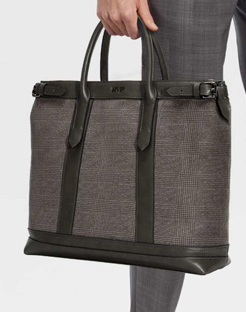 Bvp Glen Check Pattern Genuine Leather Men'S Briefcase T1105
