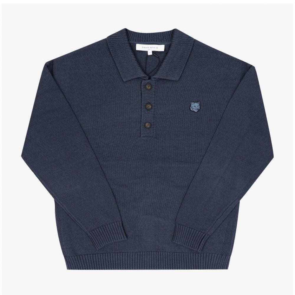 MaiSon KitSune Bold Fox Head Patch Polo Men S Knit Om00202kt1099