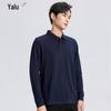 Yalu Herren 100% Baumwolle Langarm Poloshirt