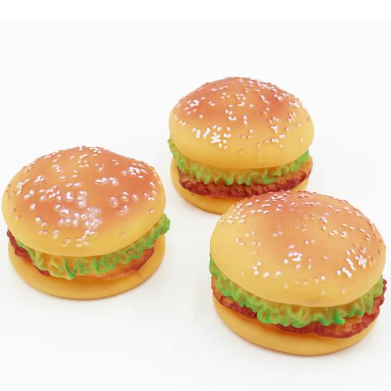 2 PEZZI Giocattolo Squeaky per Cani a Forma di Hamburger Vinile Non Tossico Giocattolo da Masticare e Giocare per Animali Domestici per la Pulizia dei Denti e il Gioco Attivo