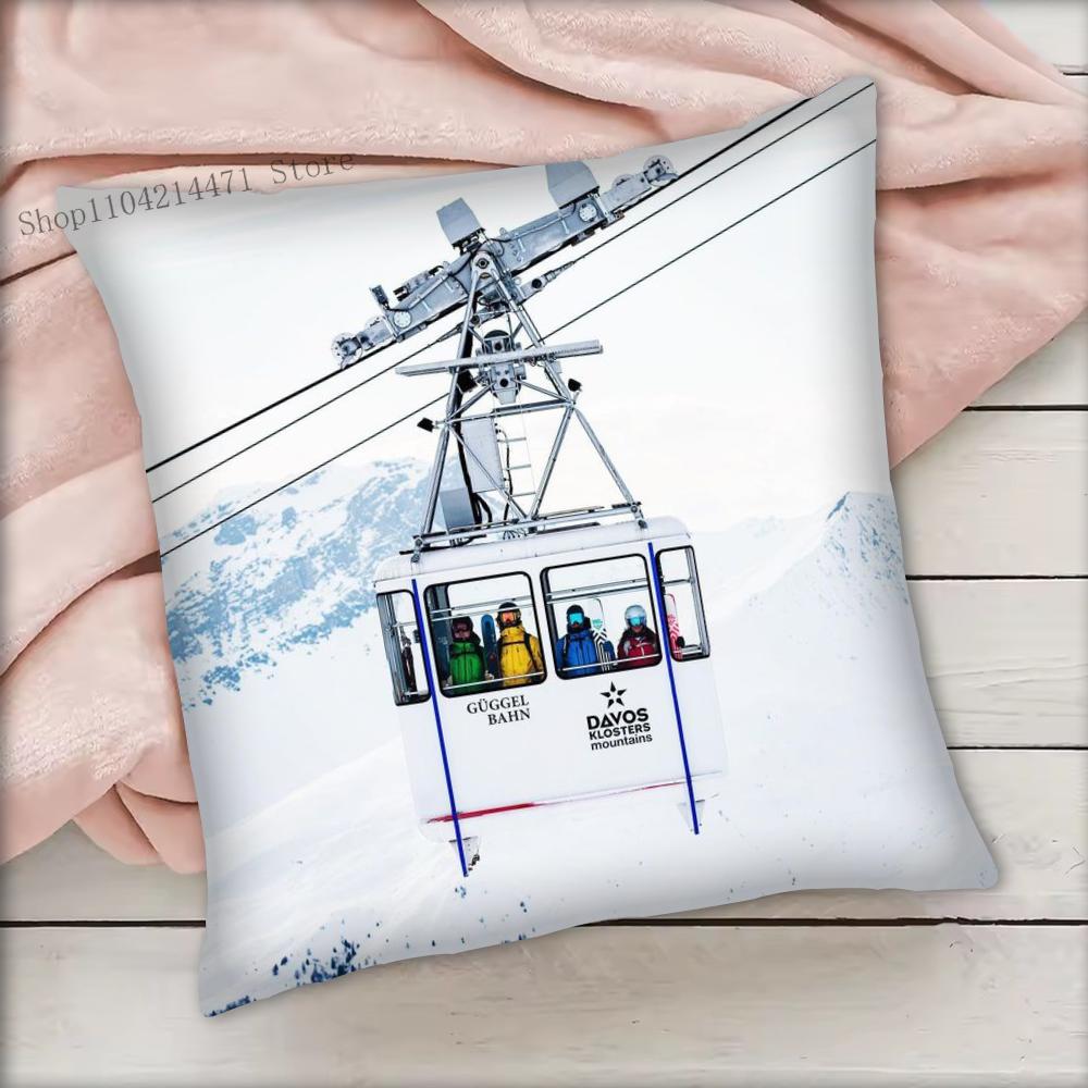 1Pc Ski Resort Prop Pattern Pillow Case Square Bedroom Sofa Leisure Comfort Cushion Car Living Room Home Decoration