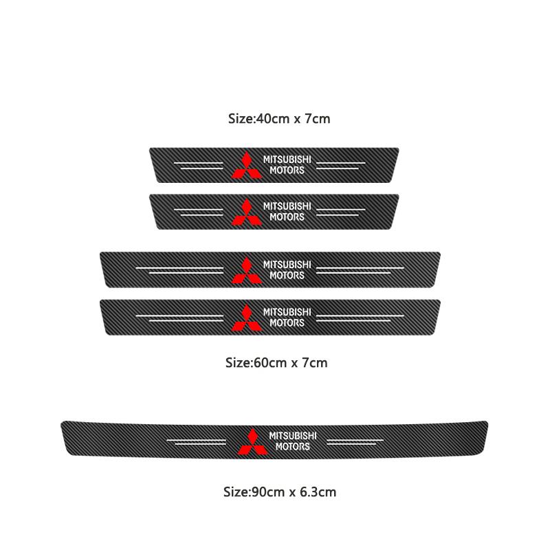 1/4/5Pcs Carbon Fiber Leather Car Door Sill Protector Strip For Mitsubishi Lancer Ralliart ASX Mirage Pajero Xpander Attrage