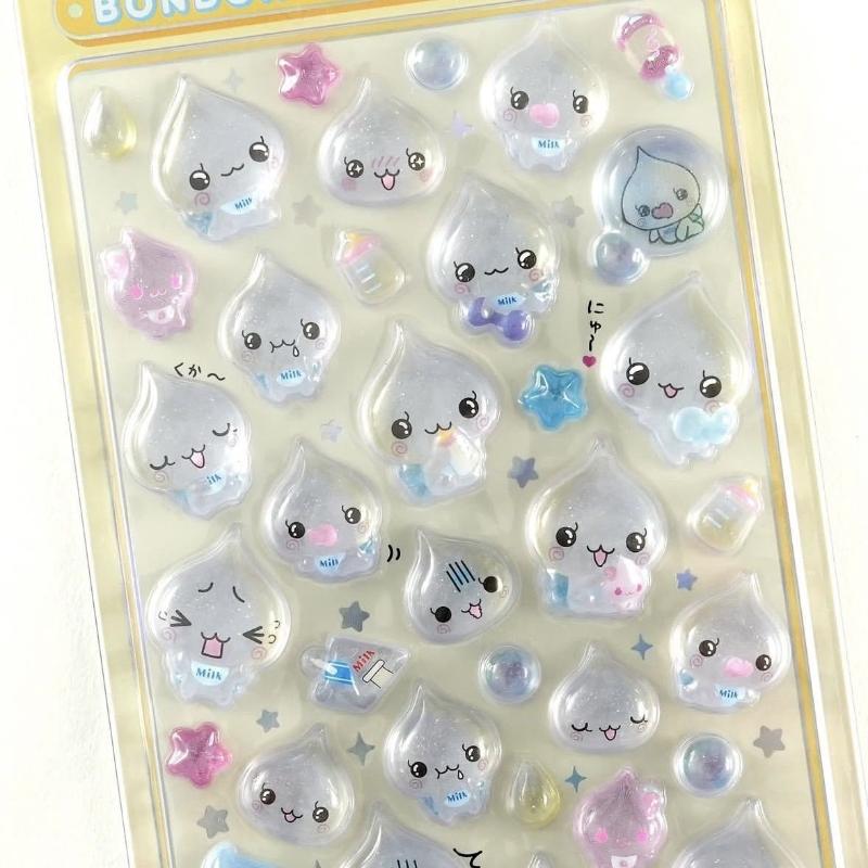 1 Sheet Kawaii Sparkling Powder Raindrop Lord Crystal Drop Glue Decorative Small Gifts Diy Small Water Drop 3D Crystal Stickers