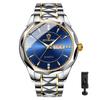 Watch Seiko Analog Copy Watch Men Glowing Date Day of the Week Waterproof Watch Easy To Read Dial Stainless Steel Level Adjustable Blue Men's Quartz