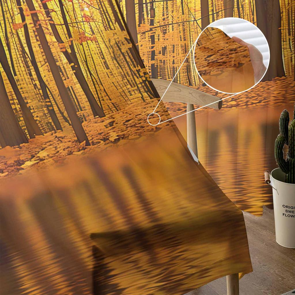 Autumn Sunset Forest Sheer Curtains for Kids Bedroom Living Room Voile Window Curtains Tulle Drapes